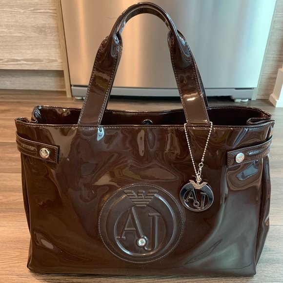 Armani Jeans Pvc Tote Bag Plum Color 